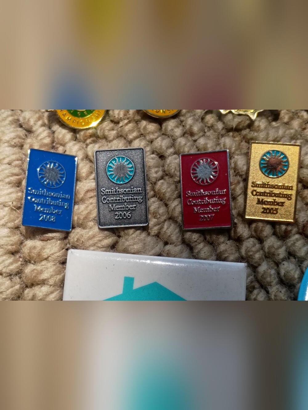 Smithsonian Contributing Member 2005 -2008 Enamel Pin - Teal & Silver Set Of 4
